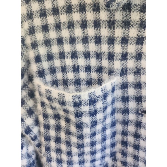 Max‎ studio Women’s Small White Blue Button-down Jacket Very Soft Plush - Picture 5 of 7